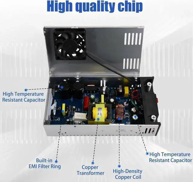 Alt view image 6 of 7 - WISDUM New Version 110V AC to 12V DC Converter DC 12Volt 50A 600W Power Supply Transformer Adapter SMPS AC to DC Converter Switch Power Supply Max 50A 600W