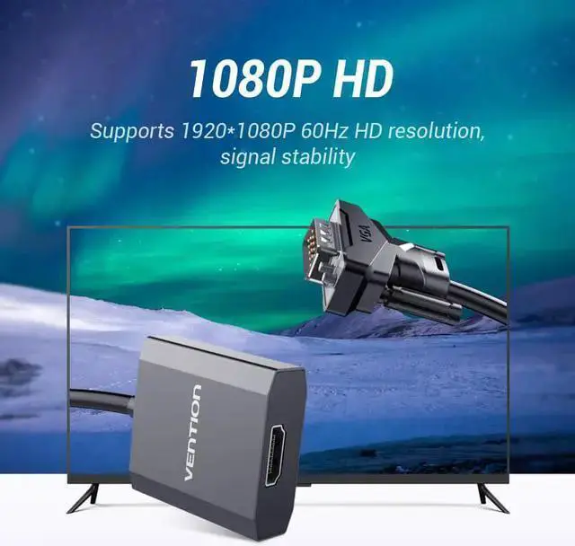 Alt view image 3 of 7 - WISDUM VGA to HDMI Adapter ,1080P Analog to Digital Video Audio Converter Male to Female with Audio and Micro USB Charging Cable VGA Adapter for PC Laptop to HDTV Projector