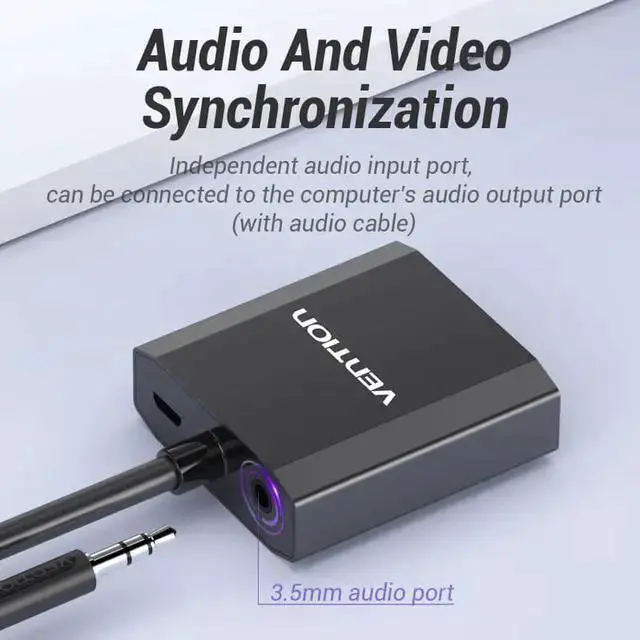 Alt view image 6 of 7 - WISDUM VGA to HDMI Adapter ,1080P Analog to Digital Video Audio Converter Male to Female with Audio and Micro USB Charging Cable VGA Adapter for PC Laptop to HDTV Projector