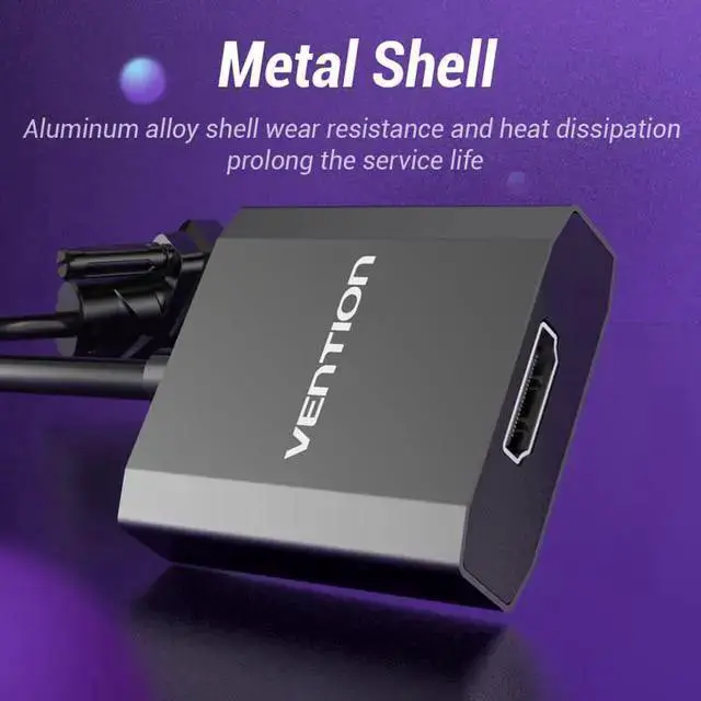 Alt view image 7 of 7 - WISDUM VGA to HDMI Adapter ,1080P Analog to Digital Video Audio Converter Male to Female with Audio and Micro USB Charging Cable VGA Adapter for PC Laptop to HDTV Projector