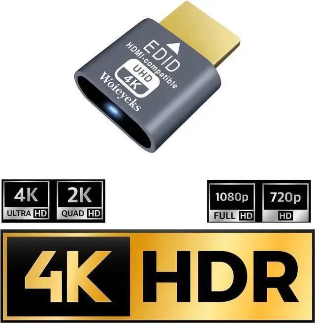Alt view image 6 of 6 - WISDUM 3 Pack HDMI Dummy Plug 4K HDR Virtual Monitor EDID Emulator Headless Display Adapter Supports up to 4k@60Hz 1080@120Hz