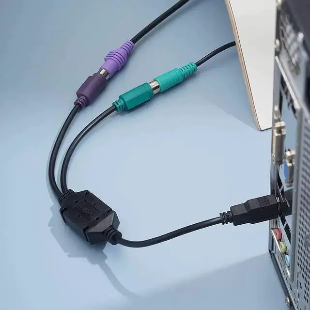 Alt view image 5 of 7 - WISDUM Perixx PERIPRO-401 PS2 to USB Adapter for Keyboard and Mouse - Built-in USB Controller - Black