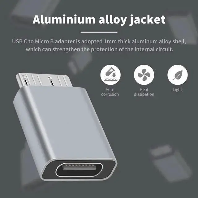Alt view image 4 of 7 - WISDUM USB C to Micro B Adapter Type C to Micro B Cable Adapter 2Pack Micro B to USB C 3.1 Adapter for Hard Drive Cable USB C Hard Drive Cable Adapter for USB 3.0 External Portable SSD HDD