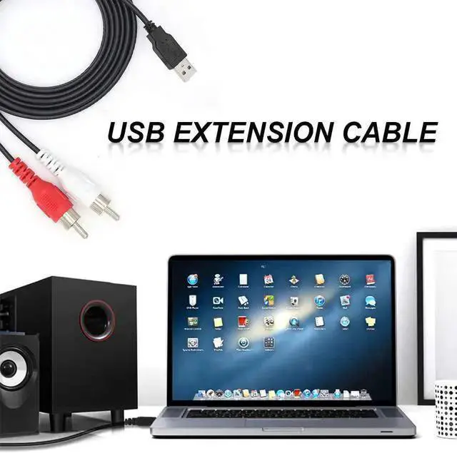 Alt view image 6 of 6 - WISDUM RCA to USB Cable USB to RCA Cable USB 2.0 Male to 2 RCA Male Video AV A/V Converter Camcorder Audio Capture Card Splitter Adapter Cable for TV/Mac/PC (5 Ft/1.5m)
