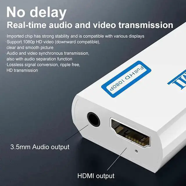 Alt view image 4 of 6 - WISDUM Wii to HDMI Converter Wii to HDMI Audio Video Converter with 3.5mm Audio Cable Compatible with Wii Wii U HDTV Supports All Wii Display Modes