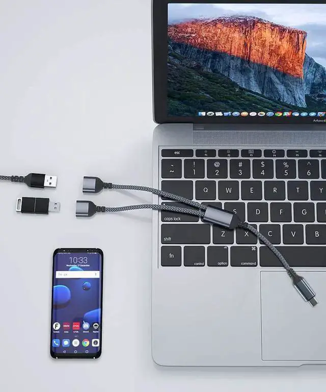 Alt view image 5 of 7 - WISDUM USB C Male to Dual USB Female Cable Splitter 1FT Thunderbolt 3 to Double Type A 2.0 OTG Adapter Cord Converter Multiple Hub for Pro Air 4 5 Mini 6 Surface GO S23