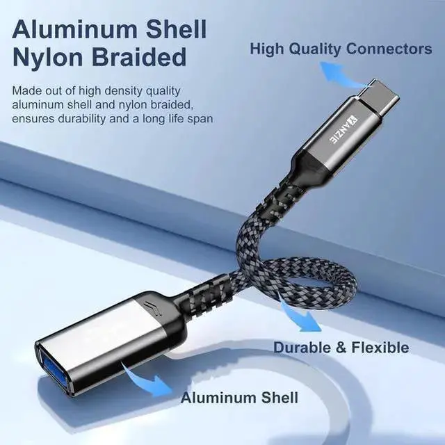 Alt view image 3 of 6 - WISDUM 2-Pack USB 3.0 to USB C Male Adapter Type-C Male to USB Female USB C Male to USB A Female Compatible with 15 Pro/Max Pro Air 2024 Pro Google Pixel Galaxy