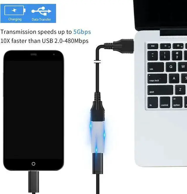 Alt view image 4 of 5 - WISDUM USB C Female to USB A Female Adapter USB C Female to USB 3.0 Female Adapte Double-Side Transmission USB C to USB 3.0 Adapter Connector Compatible with Pro etc 2 Pack (Silver)