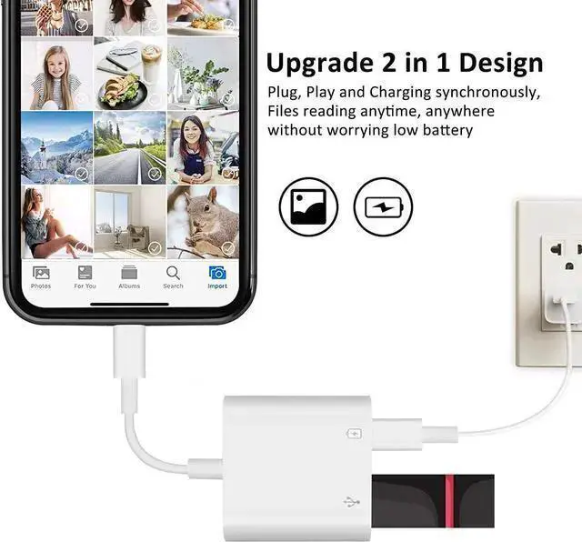 Alt view image 2 of 7 - WISDUM Lightning to USB 3.0 OTG Adapter for USB Camera Adapter with Fast Charging Port