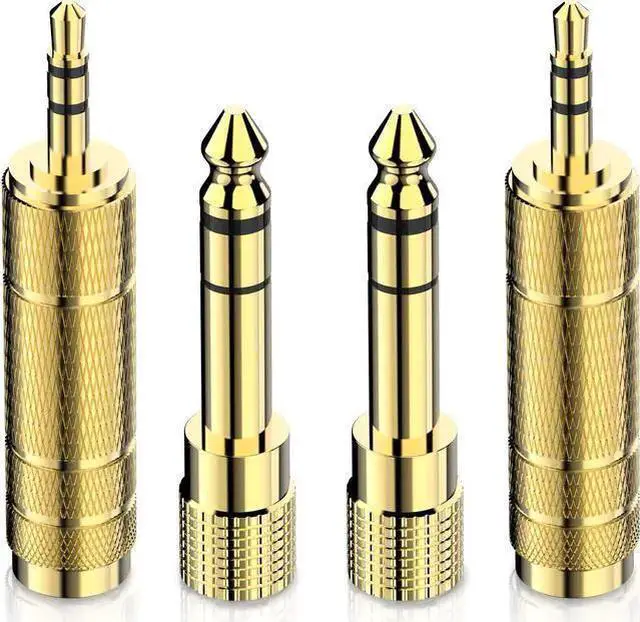 Main image of WISDUM Headphone Adapter 6.35mm (1/4 Inch) Male to 3.5mm (1/8 Inch) Female and 3.5 mm Male Plug to 6.35 mm Female Jack Audio Stereo TRS Converter Adapters (4 -Pack Gold Plated)