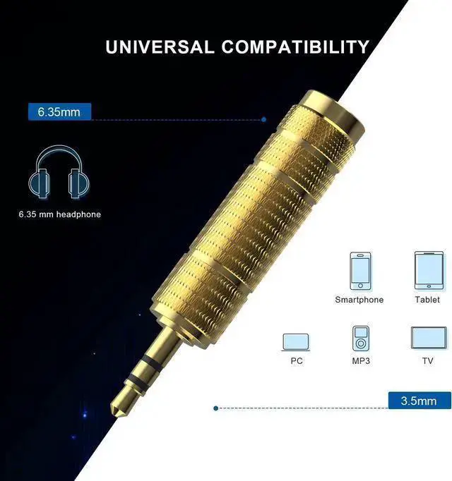 Alt view image 3 of 6 - WISDUM Headphone Adapter 6.35mm (1/4 Inch) Male to 3.5mm (1/8 Inch) Female and 3.5 mm Male Plug to 6.35 mm Female Jack Audio Stereo TRS Converter Adapters (4 -Pack Gold Plated)