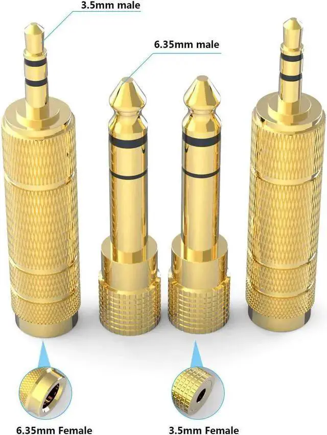 Alt view image 2 of 6 - WISDUM Headphone Adapter 6.35mm (1/4 Inch) Male to 3.5mm (1/8 Inch) Female and 3.5 mm Male Plug to 6.35 mm Female Jack Audio Stereo TRS Converter Adapters (4 -Pack Gold Plated)