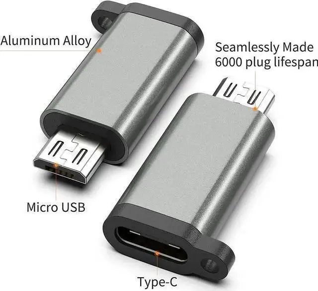 Alt view image 2 of 7 - WISDUM USB-C to Micro USB Adapter 3-Pack USB Type C Female to Micro USB Male Converter USB C to Micro B 2.0 Charge & Data Sync Compatible with Galaxy S7 S6 J7 Note 5 Kindle Ps4 and More -Grey