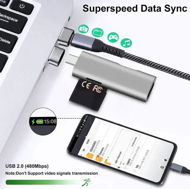 Alt view image 3 of 7 - WISDUM USB to USB C Adapter 10 Pack USB to USBC Adapter USB to USBC-C Adapter USB C Adapter USB A to USB C Adapter USB to USB C Converter for 15/14/13 Pro Air AirPods and More Black+Grey