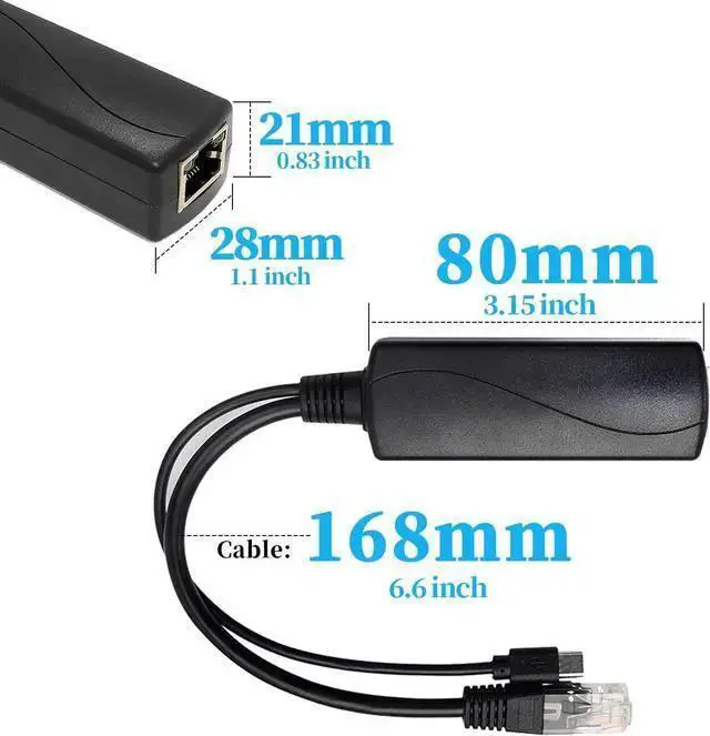 Alt view image 3 of 7 - WISDUM Gigabit Type C PoE Splitter 5V/4A, PoE 48V to USB-C 5V/4A Output, Comply IEEE802.3af/at, Adaptive 10/100/1000Mbps, PoE Adapter Splitter for Smart Home/Pi 4B/4B+ (TYPEC0504G)