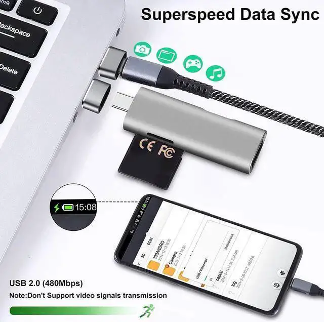 Alt view image 4 of 7 - WISDUM USB to USB C Adapter 10 Pack USB to USBC Adapter USB to USBC-C Adapter USB C Adapter USB A to USB C Adapter USB to USB C Converter for 15/14/13 Pro Air AirPods and More Black+Grey