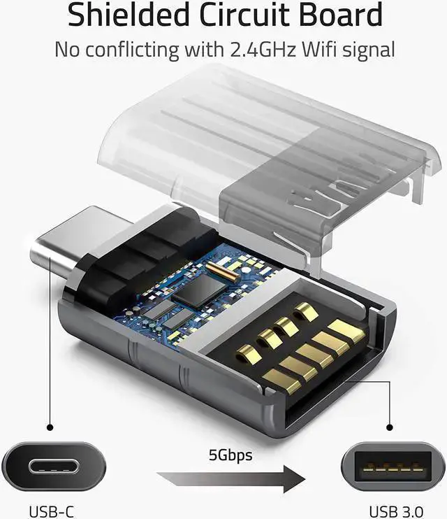 Alt view image 4 of 7 - WISDUM USB C to USB Adapter Pack of 2 USB C Male to USB 3.0 Female Adapter Compatible with Pro Air 2024 Surface Notebook XPS and More Type C Devices Space Grey