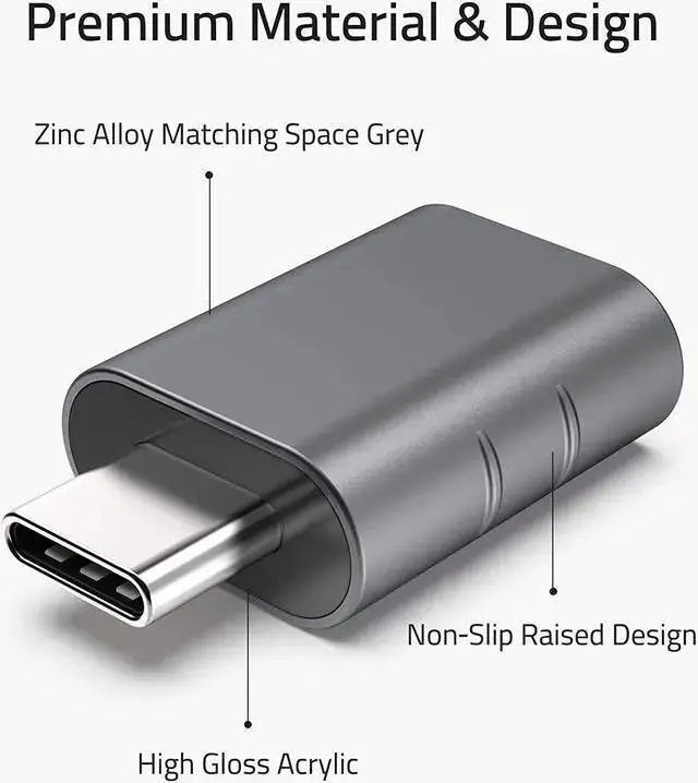 Alt view image 3 of 7 - WISDUM USB C to USB Adapter Pack of 2 USB C Male to USB 3.0 Female Adapter Compatible with Pro Air 2024 Surface Notebook XPS and More Type C Devices Space Grey