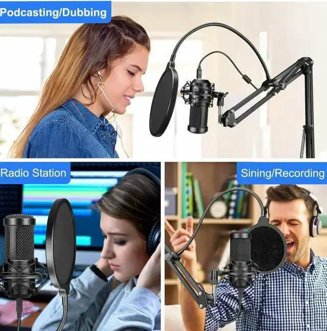 Alt view image 3 of 7 - WISDUM Aokeo Professional USB Streaming Podcast PC Condenser Microphone With Stand+Pop