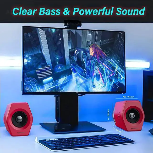 Alt view image 6 of 7 - WISDUM Edifier G2000 32W PC Computer Speakers for Gaming Desktop PC Laptop Mac Computer Woofer Speakers Bluetooth USB 3.5mm AUX Inputs RGB Lights Multimedia Speakers Red