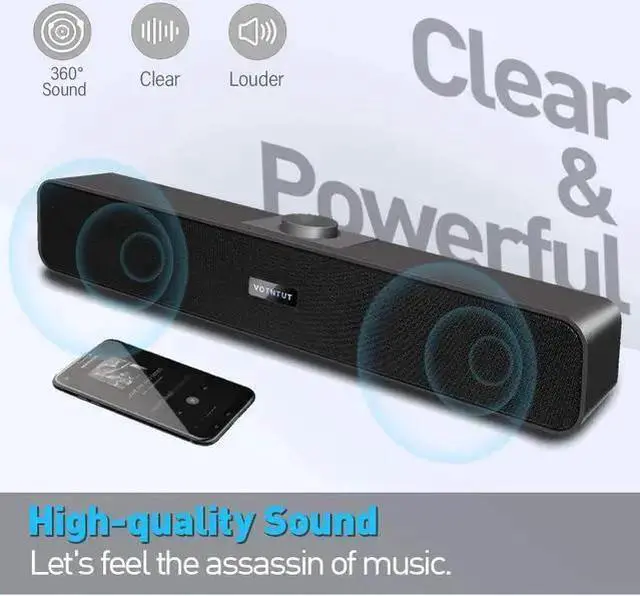 Main image of WISDUM VOTNTUT Computer Speakers,Wired USB Desktop Speaker,Stereo USB Powered Mini Sound Bar Speaker for PC Tablets Desktop Laptop MP3 Mac Air/Pro((USB-C to USB Adapter Included)