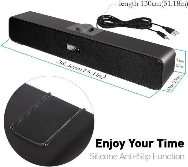 Alt view image 5 of 5 - WISDUM VOTNTUT Computer Speakers,Wired USB Desktop Speaker,Stereo USB Powered Mini Sound Bar Speaker for PC Tablets Desktop Laptop MP3 Mac Air/Pro((USB-C to USB Adapter Included)