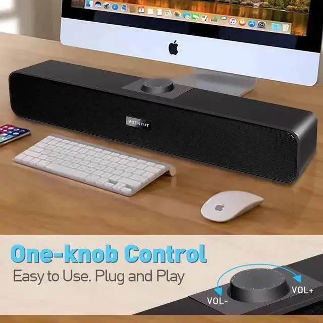 Alt view image 2 of 5 - WISDUM VOTNTUT Computer Speakers,Wired USB Desktop Speaker,Stereo USB Powered Mini Sound Bar Speaker for PC Tablets Desktop Laptop MP3 Mac Air/Pro((USB-C to USB Adapter Included)