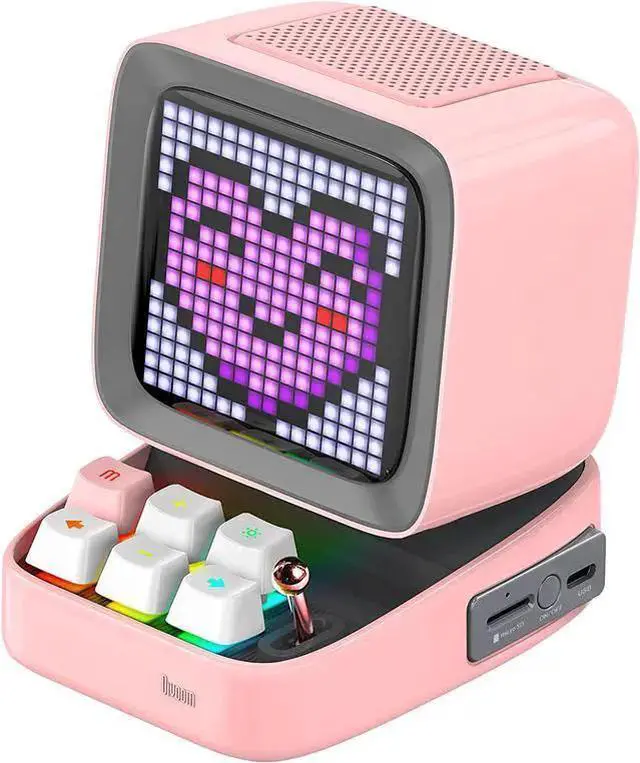 Main image of WISDUM Divoom Ditoo Retro Pixel Art Game Bluetooth Speaker with 16X16 LED App Controlled Front Screen (Pink)