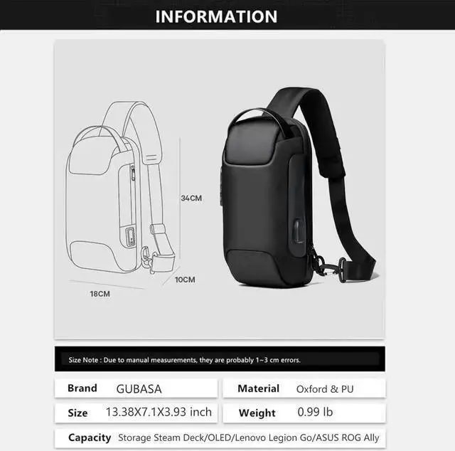 Alt view image 5 of 7 - WISDUM Carrying Case for Switch/Steam Deck/Steam Deck OLED/Legion Go/ROG Ally Gaming Handheld and Accessories Chest Bag, Protective Hard Shell Travel Bag with Anti-theft Lock & USB Charging Port
