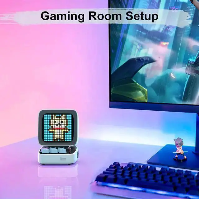 Alt view image 2 of 6 - WISDUM Divoom Ditoo Pixel Art Gaming Portable Bluetooth Speaker with App Controlled 16X16 LED Front Panel, Also a Smart Alarm (White)