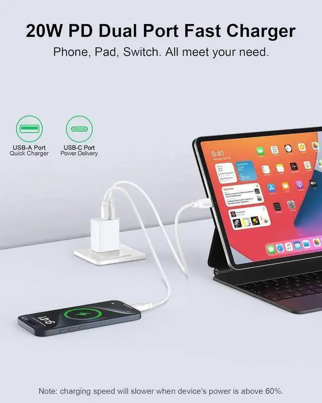 Alt view image 6 of 7 - WISDUM Charger Block, USB C Fast Charging Block Usbc Wall Charger Dual Port USB & Type C Multi Ports USB Plug Outlet for Quick Charge Box Power Delivery Cube Adapter Cargador Brick