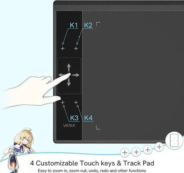 Alt view image 2 of 7 - WISDUM Digital Graphics Drawing Tablet VEIKK A30, 4 Touch Keys 1 Touch Panel, Linux Support, 10x6 Inch Drawing Pad with 8192 Levels Battery-Free Pen Electronic Writing Tablet for PC/Android/Mac OS