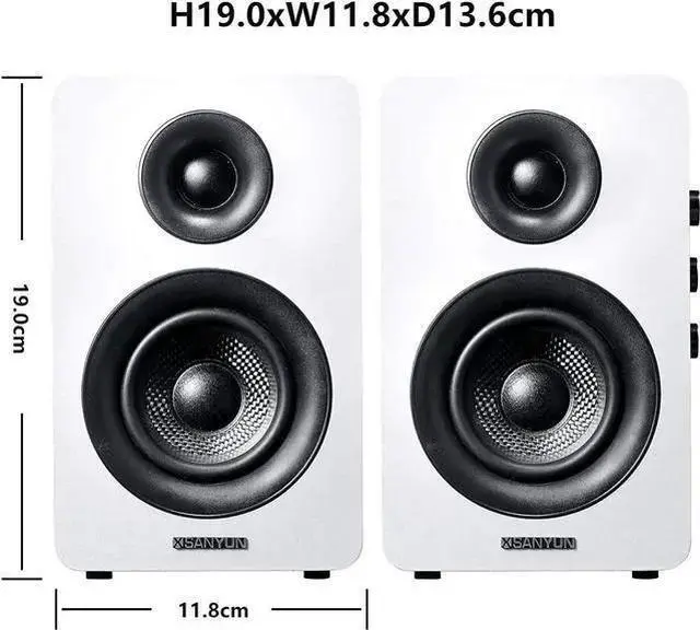 Alt view image 2 of 7 - WISDUM SW208 3" Active Bluetooth 5.0 Bookshelf Speakers 60W Carbon Fiber Speaker Unit - Built-in 24bit DAC Dynamic 3D Surround Sound 2.0 Computer PC Monitor Gaming (Pair, White)
