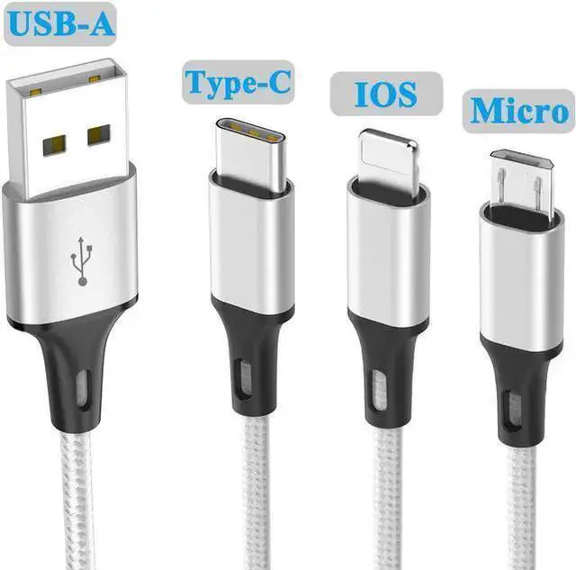 Alt view image 3 of 6 - WISDUM Multi Charging Cable (2Pack 5FT) Multi USB Charger Cable Aluminum Nylon 3 in 1 Universal Multiple Charging Cord with Type-C/Micro USB Connectors for Most Phones & Tablets (Charging Only)