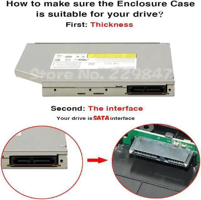 Alt view image 3 of 5 - WISDUM 9.0/9.5/12.7mm External Optical Disk Drive Case Box USB 3.0 SATA High Speed For Windows PC Laptop Blu-ray CD/DVD-ROM