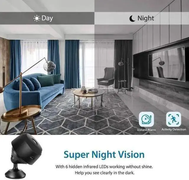 Alt view image 2 of 7 - WISDUM Mini Wireless Hidden Spy Camera Wifi IP Home Security DVR Night Vision HD 1080P