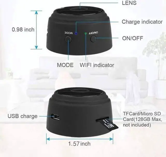 Alt view image 3 of 7 - WISDUM Mini Wireless Hidden Spy Camera Wifi IP Home Security DVR Night Vision HD 1080P