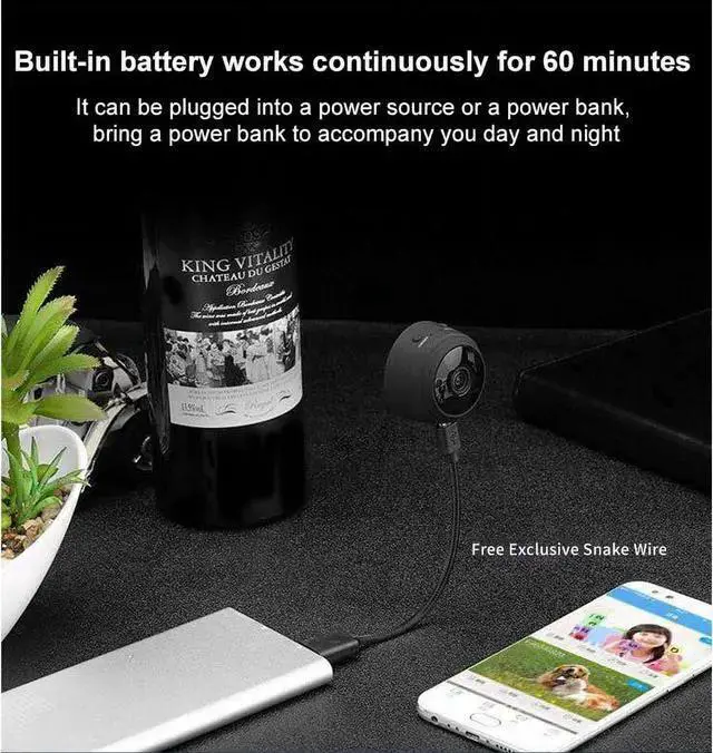 Alt view image 6 of 7 - WISDUM Mini Camera with Audio,Wireless WiFi Hidden Mini Camera 1080P HD Home Security Cams with Cell Phone App(iOS/Android),Portable Tiny Nanny Cam with IR Night Vision,Car Surveillance Camera
