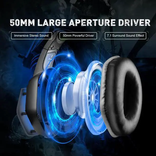 Alt view image 4 of 7 - WISDUM EKSA E1000 Gaming Headset 7.1 Virtual Surround Gaming Headphones Wired USB Earphone With LED RGB Light Mic For Computer/PC/PS4 Gray/Green