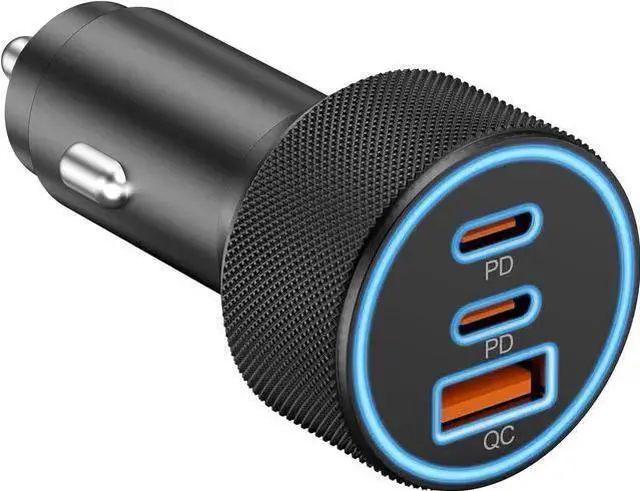 Main image of WISDUM USB C Car Charger, 3-Port 67W Dual USB-C & USB-A Car Power Adapter PD/QC Fast Charging Cigarette Lighter for 15/14/13/12/11/Pro Max, , Galaxy S24/S23/S22/S21, Google Pixel, Android