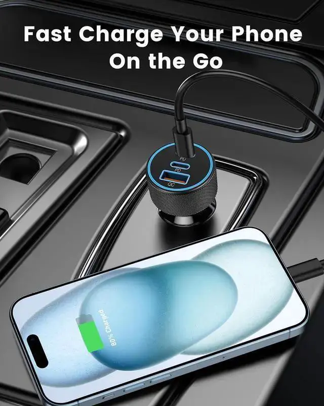 Alt view image 5 of 7 - WISDUM USB C Car Charger, 3-Port 67W Dual USB-C & USB-A Car Power Adapter PD/QC Fast Charging Cigarette Lighter for 15/14/13/12/11/Pro Max, , Galaxy S24/S23/S22/S21, Google Pixel, Android