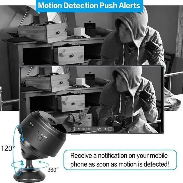 Alt view image 7 of 7 - WISDUM Mini Wireless Hidden Spy Camera Wifi IP Home Security DVR Night Vision HD 1080P