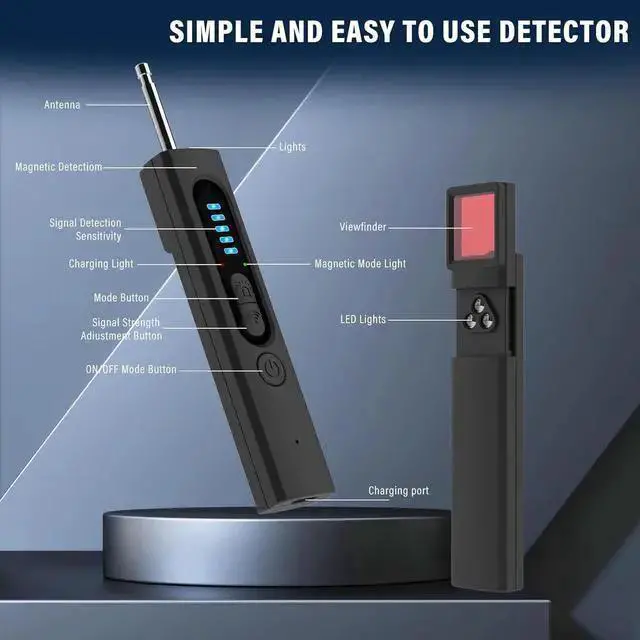Alt view image 6 of 6 - WISDUM Hidden Camera Detectors, Camera Detector, 3-in-1 Hidden Camera Detector, Safeguard Your Travel, Protect Your Privacy in All aspects (Black)