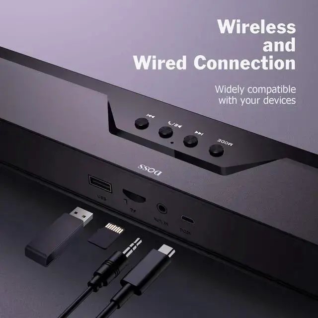 Alt view image 3 of 6 - WISDUM Computer Speaker, Sound bar with 16W Stereo Sound and Enhance Bass, 20 Hours Playtime, Bluetooth 5.0, Aux-in, USB Disk, and TF Card Input, PC Speaker for Desktop, Laptop, Tablets, Phone, Gaming