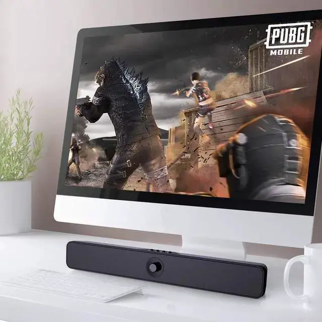 Alt view image 6 of 6 - WISDUM Computer Speaker, Sound bar with 16W Stereo Sound and Enhance Bass, 20 Hours Playtime, Bluetooth 5.0, Aux-in, USB Disk, and TF Card Input, PC Speaker for Desktop, Laptop, Tablets, Phone, Gaming