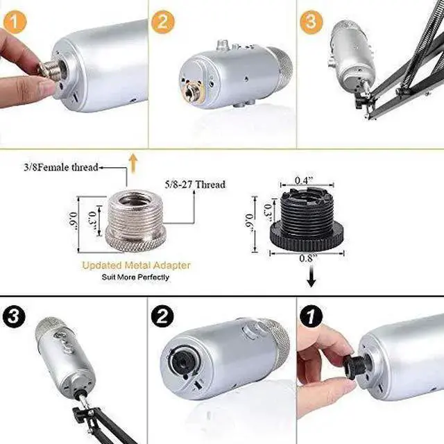 Alt view image 2 of 7 - WISDUM Upgraded Adjustable Microphone Suspension Boom Scissor Arm Stand with Shock Mount Mic Clip Holder 38 to 58 Screw Adapter for Blue Yeti Snowball Other Microphones