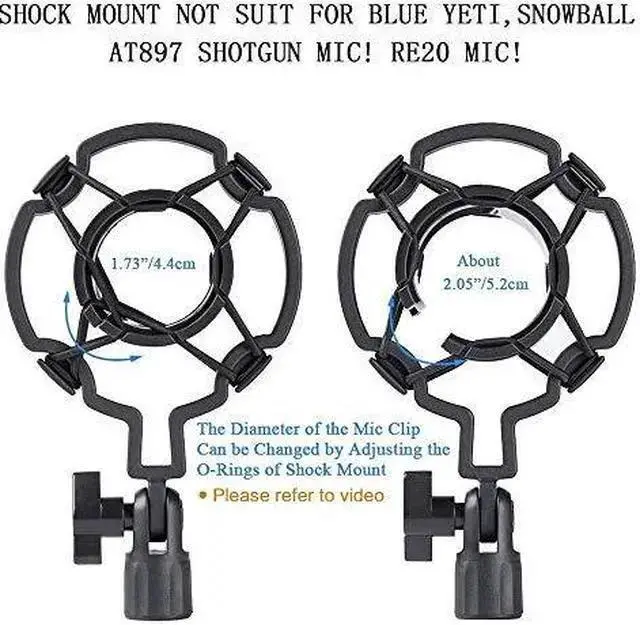 Alt view image 4 of 7 - WISDUM Upgraded Adjustable Microphone Suspension Boom Scissor Arm Stand with Shock Mount Mic Clip Holder 38 to 58 Screw Adapter for Blue Yeti Snowball Other Microphones