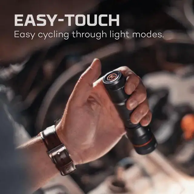 Alt view image 4 of 6 - WISDUM NEBO Newton Powerful LED Handheld Flashlight | AA Battery Powered Compact Waterproof Flashlight | Storm Gray | Available in 500, 1000, 1500 Lumens