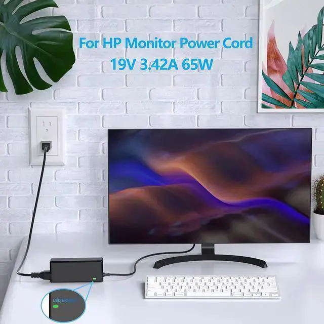 Alt view image 5 of 7 - WISDUM for Monitor Power Cord 27" 25" 23.8" 23" 21.5" 20" 19V Power Supply Monitor 27f 24f 22cwa 24m 23er 23es 27eb 32f vh240a 24ea 27 25vx 27es ADPC1945 IPS LED Backlit Full HD Display
