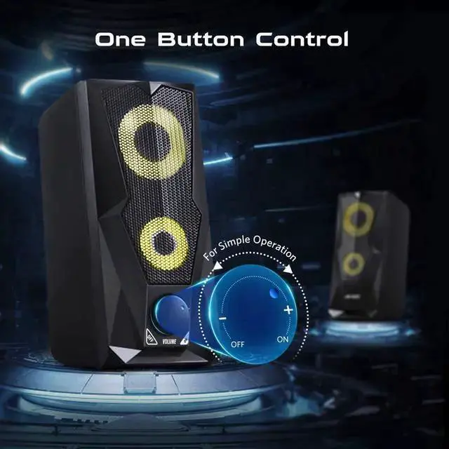 Alt view image 3 of 7 - WISDUM Computer Speakers 10W RGB Gaming PC Speaker with Enhanced Stereo Colorful LED Light, Dual-Channel Multimedia USB Powered Gaming Speakers for PC Desktop Laptop Tablet Smartphones.